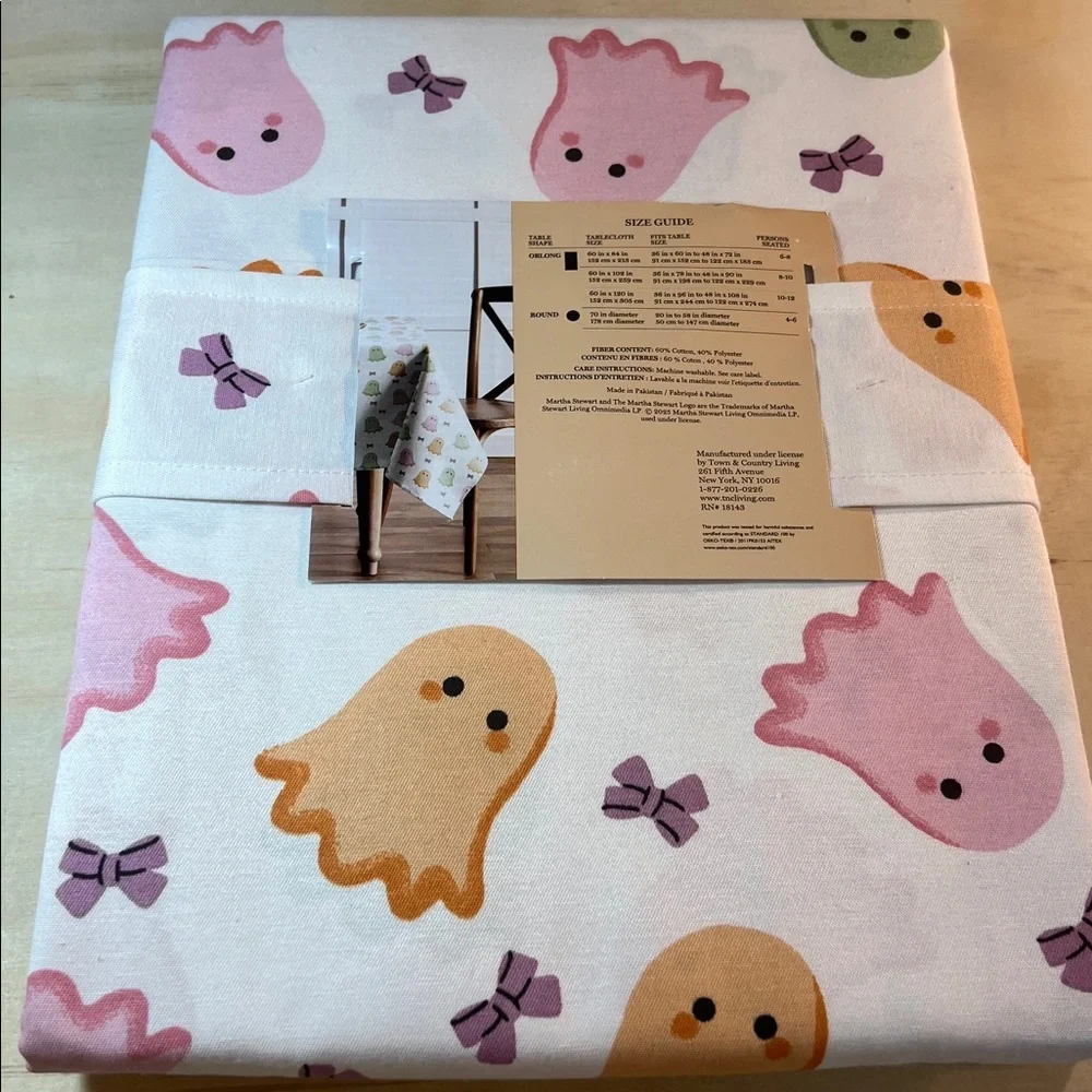 NWT Martha Stewart Tablecloth with Pink, Orange, Green, and Purple Accents